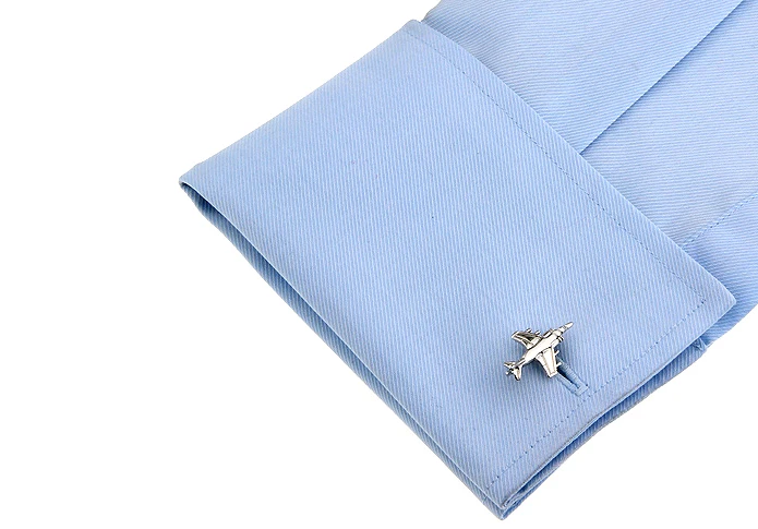 War Aircraft Design Fighter Plane Cufflinks Quality Brass Material Silver Color Cuff Links Wholesale&retail