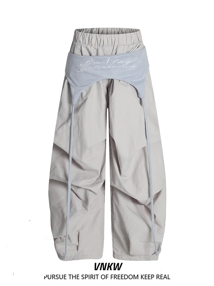 

Summer Men's Casual Pants Pleated Loose Wide Leg Thin Design Street Sle Straight Cut Trousers for ex Faionable Street...