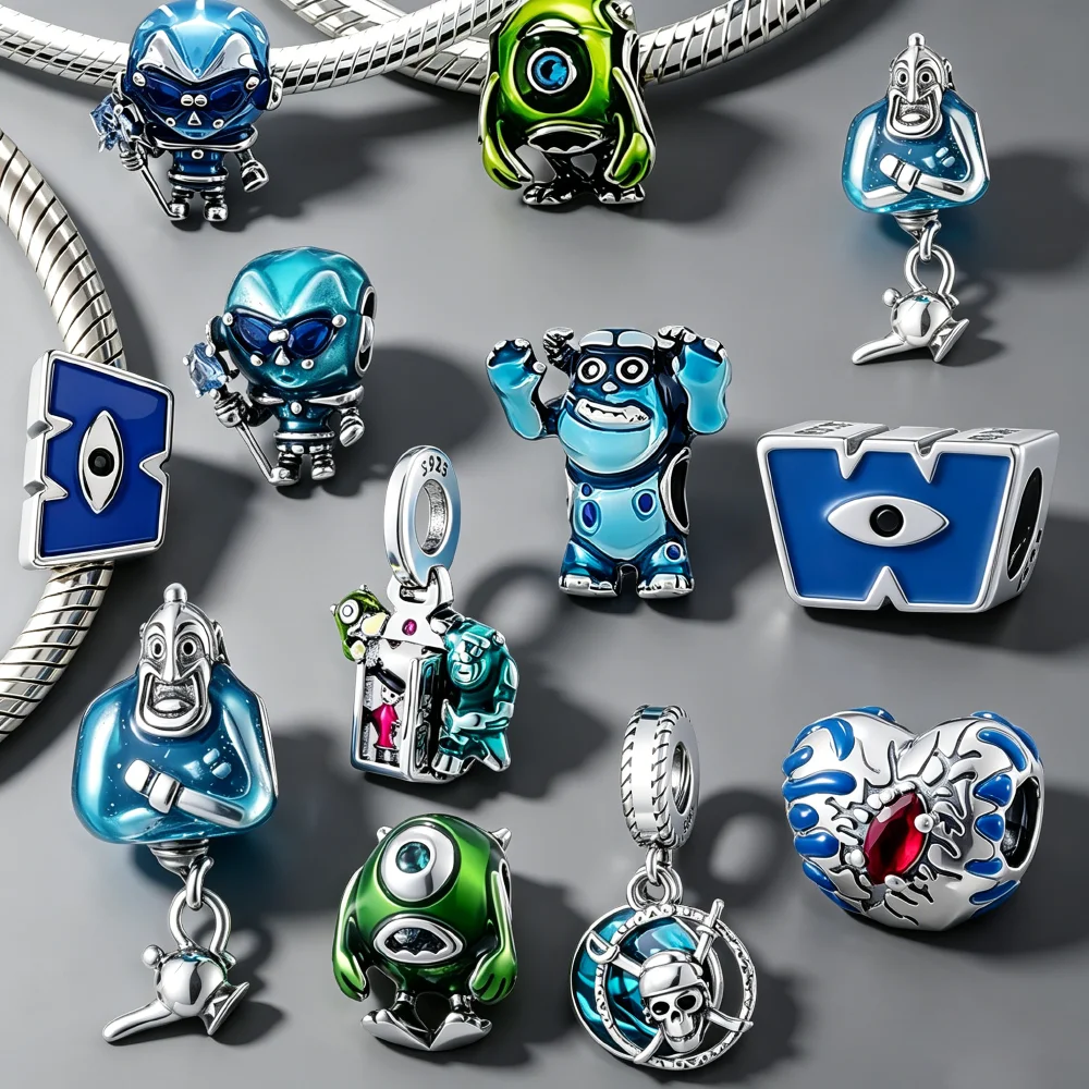 Disney Monsters, Inc. & Fantasy Charm Beads Fit Original Silver 925 Bracelet Mike Sulley Dangle Charm DIY Joias Presente para Mulheres