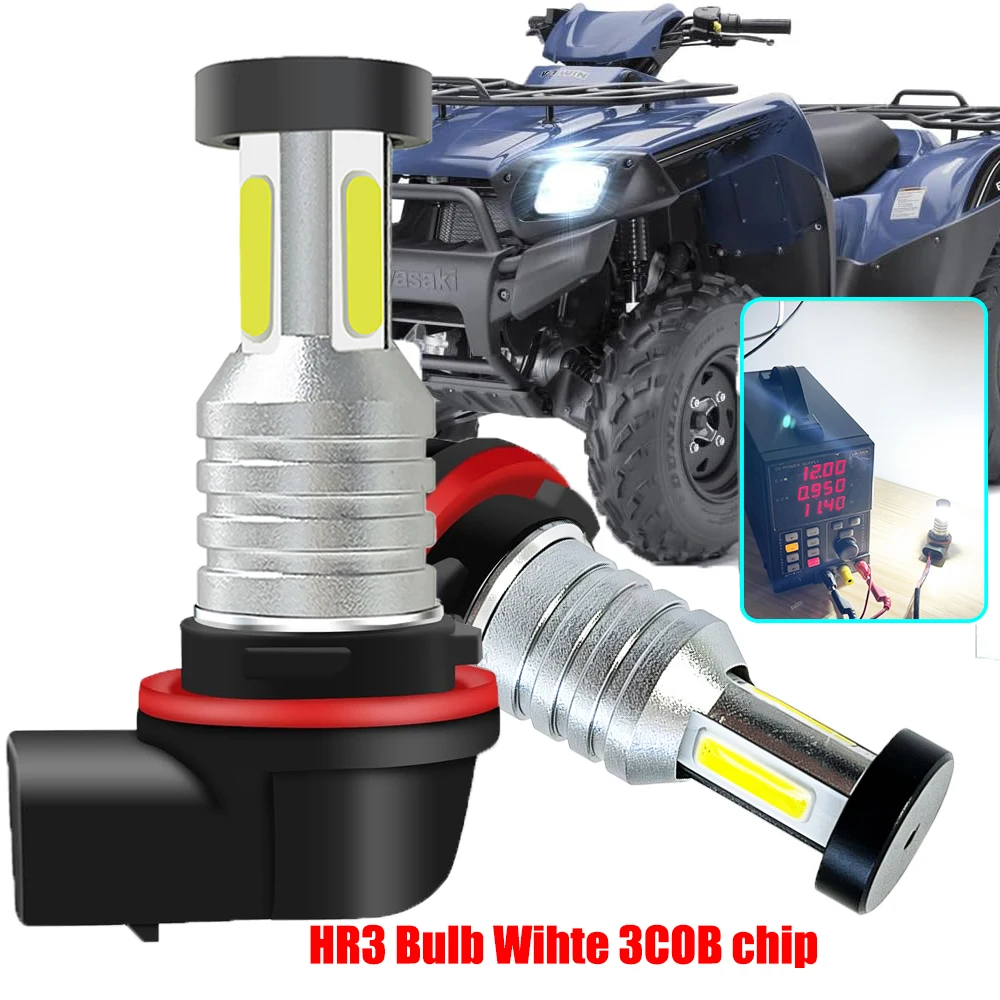 2PCS HR3 Light Bulbs With Wihte 3COB Chip 34901-A21 92069-0019 Are Suitable for ATV UTV, DC12/24V High And Low Beam Headlights.