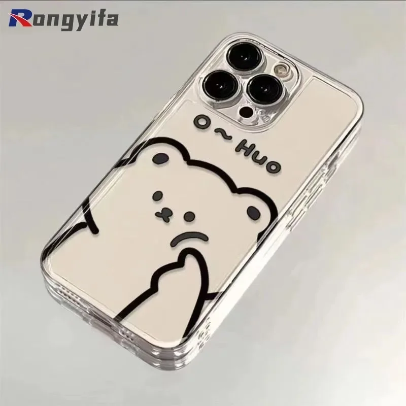 For Huawei Pura 70 Ultra P60 P50 P40 P30 Pro P60 ART Mate 60 50 40 30 20 Pro Plus Phone Case Cute Bear Clear Soft Cover