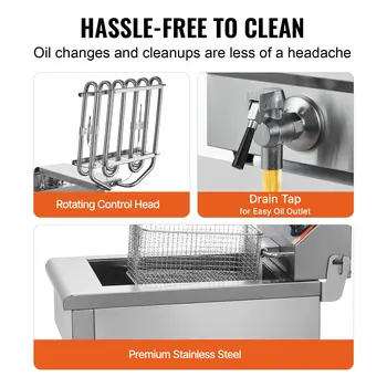 SucceBuy 12公升電動深炸鍋,帶雙可拆卸內膽,商用桌上型炸鍋,適用於炸雞、炸薯條、炸薯片 10 best sales 油炸機 - №1
