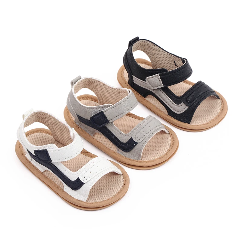 Baby Summer Sandal High Quality PU and TPR Anti-slip Sole Breathable Classical Casual Style for Newborn Toddler 2024 New D2795