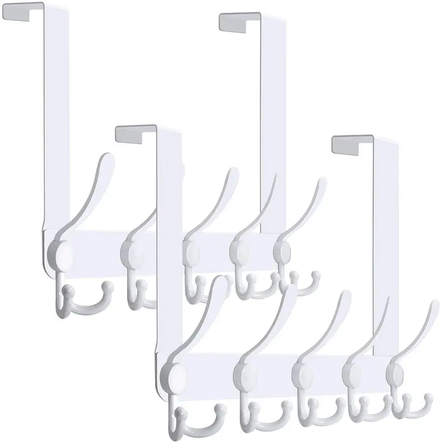 

Over The Door Hook Door Hanger Hook Rack with 5 Tri Hooks for Hanging Coats, Door Towel Rack Towel Hanger Door Coat Hanger Over