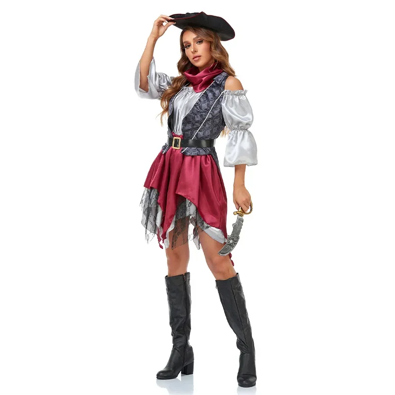 

Foreign Trade Europe and America Halloween COS Dai Pirate Uniform Makeup Party Women's Adult Pirates of the Caribbean Costume