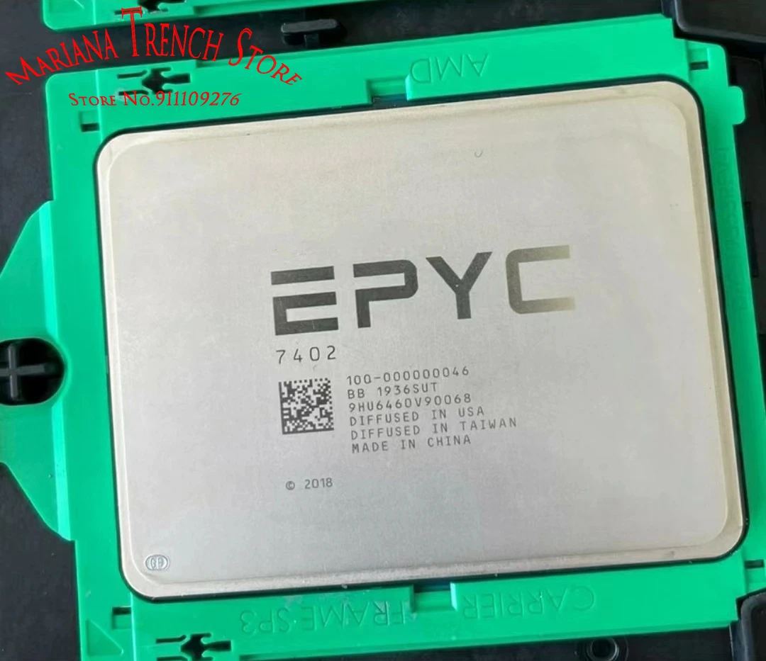 CPU for EPYC 7402  24 Cores 48 Threads Base Clock 2.8GHz  Max.Boost Up to 3.35GHz L3 Cache 128MB  TDP 180W