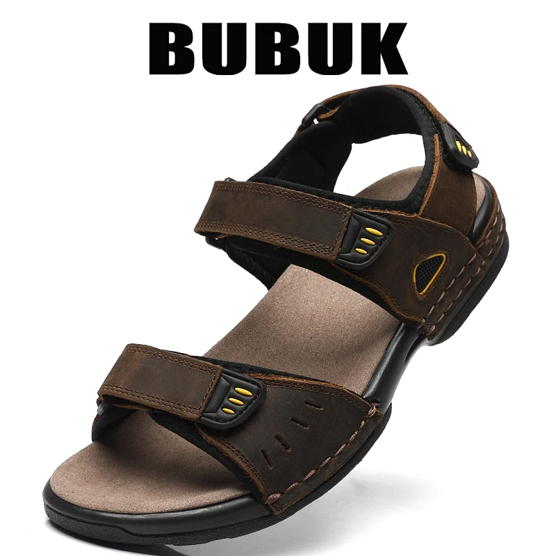 

Bubuk Men's First Layer Cowhide Sandals, Summer Outdoor Beach Shoes, Adjustable Design, Fashionable Breathable Casual Men's Shoes, Suitable for Travel, Hiking, and Driving