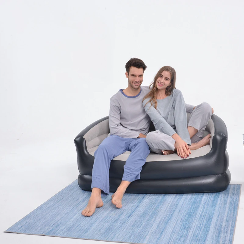 Sofá inflable de aire doble para adultos, silla de amor para playa, jardín, silla reclinable al aire libre, cama plegable, saco de dormir de viaje