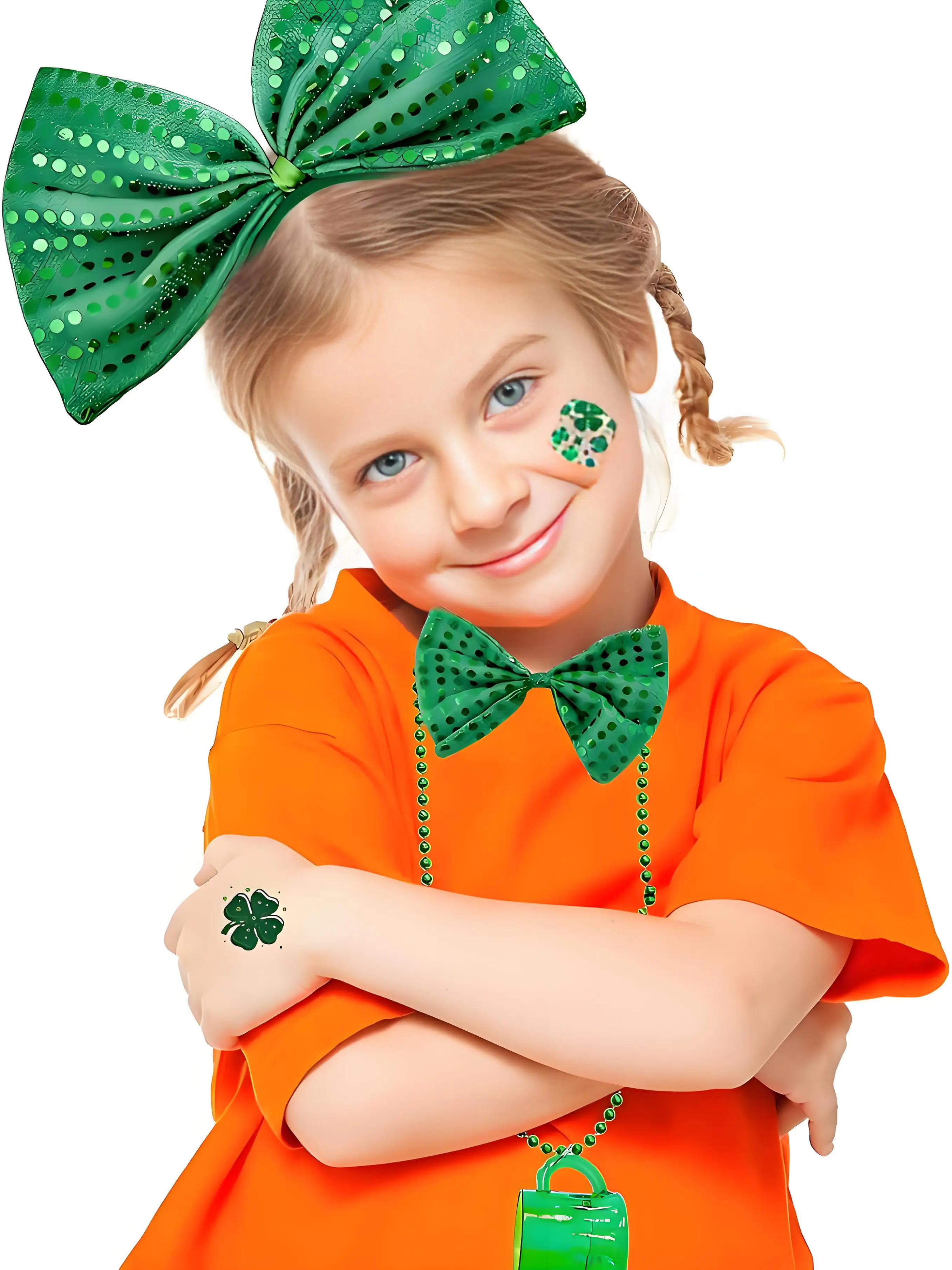 Платье Amazon Shamrock, повязка на голову, ожерелье, носки, галстук, татуировки, наклейки на день Святого Патрика, ирландский набор