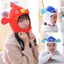 Halloween Funny Cartoon Puffer Fish Plush Hat Stuffed Toy Japanese Globefish Headgear Cap Cosplay Party Photo Props