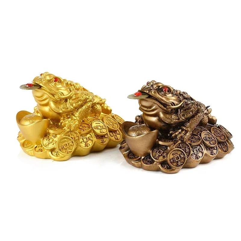 Feng Shui Toad Money LUCKY Fortune Wealth Chinese Golden Frog Toad Coin Home Office Decoration ornamenti da tavolo regali fortunati