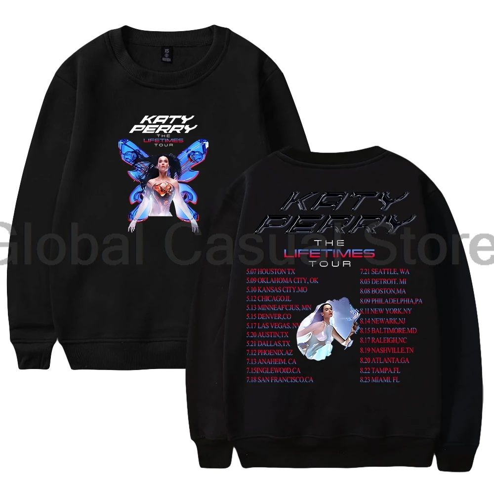 Katy Perry The Lifetimes Tour 2025 Merch cuello redondo manga larga ropa de calle hombres mujeres pulóver sudaderas