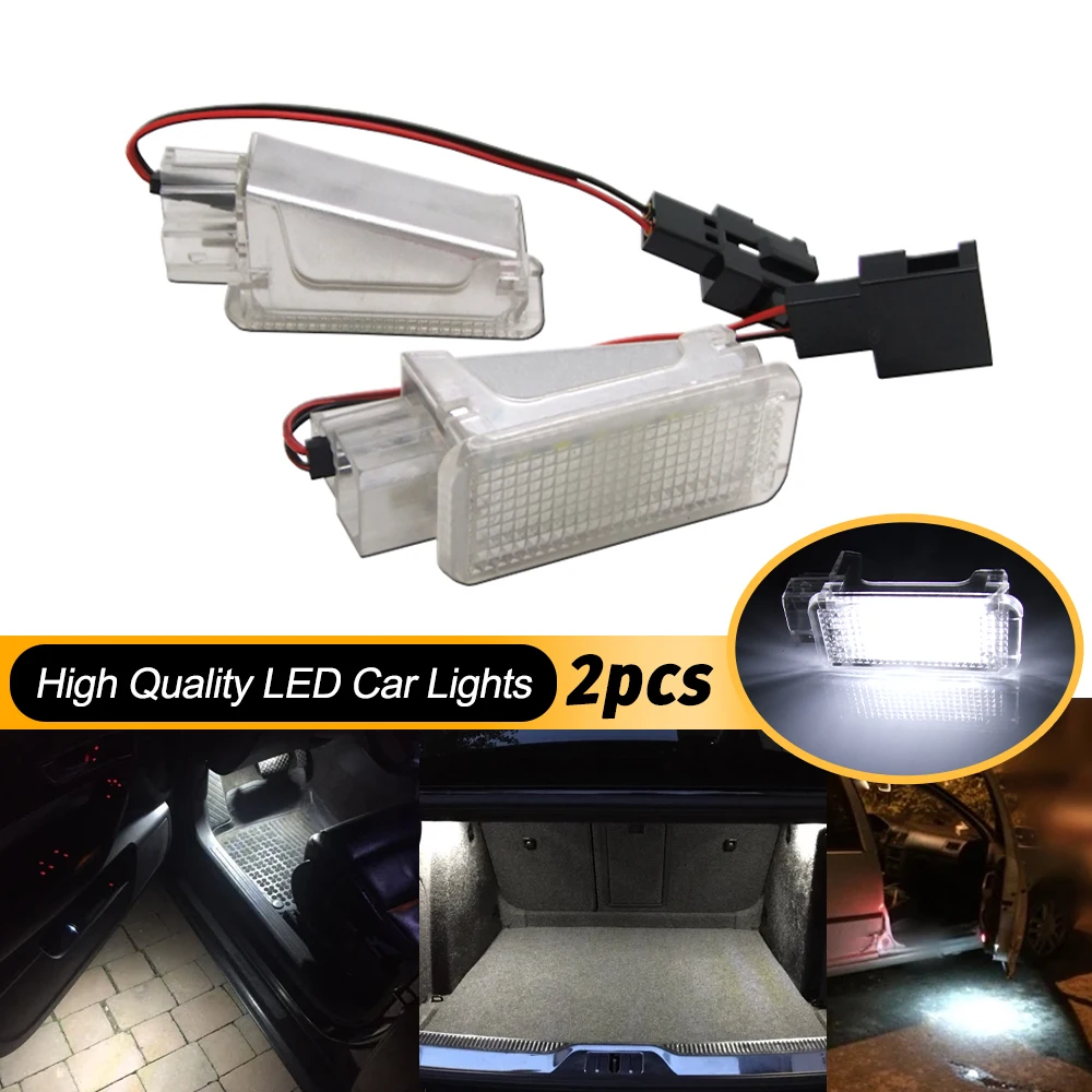 2pcs Error Free LED Car Door Trunk Footwell Light Lamps 12V for Audi A3 A4 B6 B7 B8 A6 C6 Seat Cordoba 3D 4D 5D