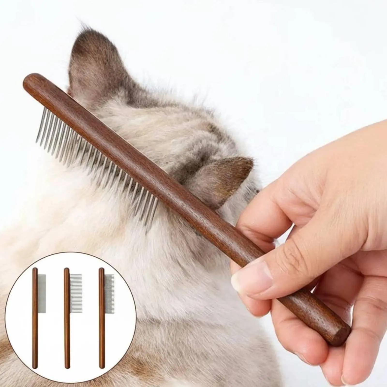 

3 Pieces Pet Comb Wooden Handle Detangling Comb Pet Grooming Easy to Hold Long-Lasting