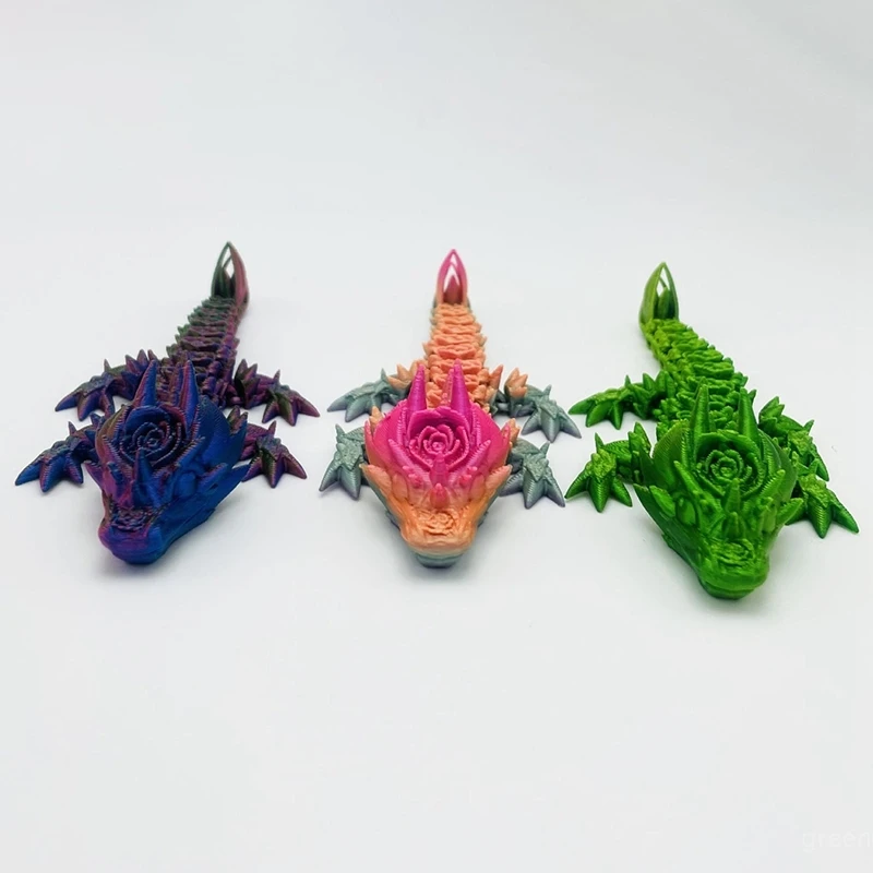 3D Printed Rose Dragon Egg Flexible Joint Mini Dragon Ornament Toy Christmas Gift Home Desktop Craft Figurines Statue Decoration