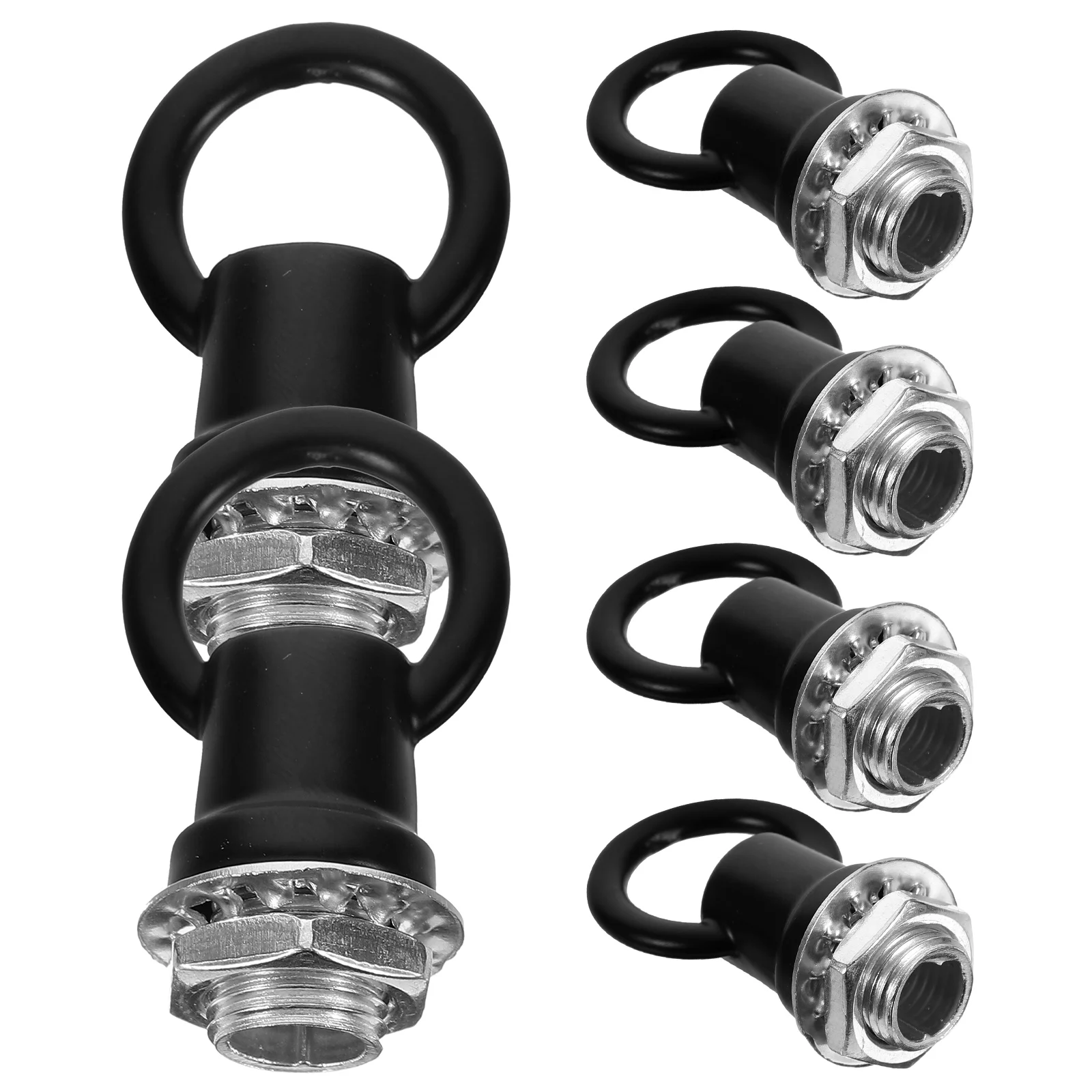 6 Pcs Heavy Duty Ceiling Chandelier Hooks M10 Threaded Eye Nuts Black Full Threaded Screws for Light Fixtures Ceiling