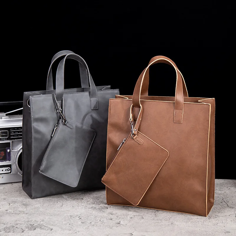

Fashion Retro PU Messenger Bag Leather Briefcases Men Briefcase Trendy Crossbody Handbag Men's Shoulder Luxury Brand Brief Case