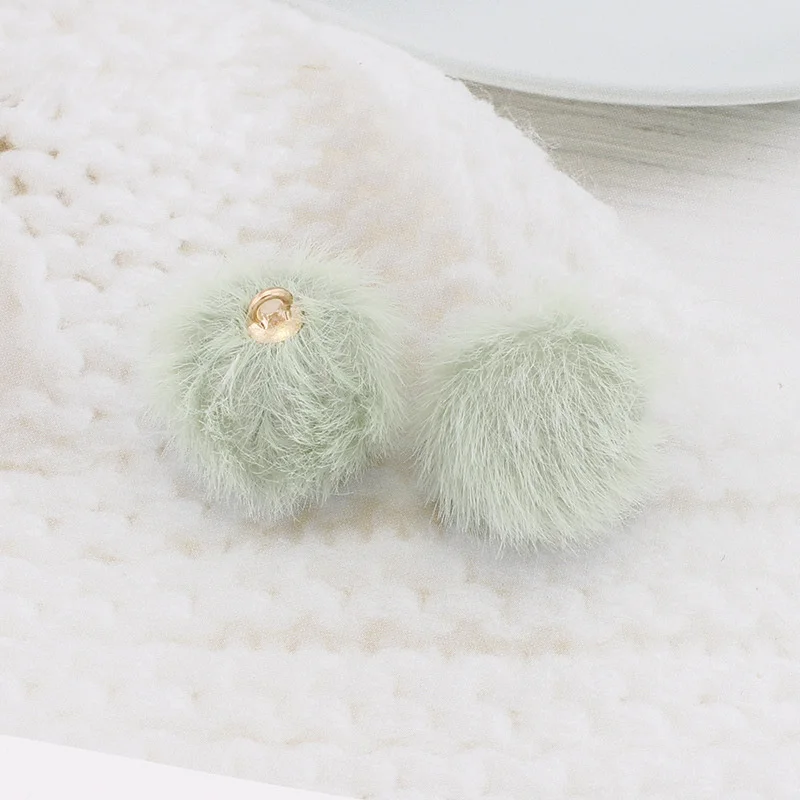 10pcs Plush Fur Cover Ball Beads Charms Cute Bead Pendant for DIY Jewelry Making Accessories Handmade Earring Bracelet