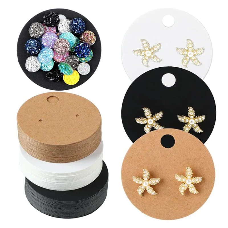 

100pcs Blank Paper Ear Studs Earring Display Cards Price Label Tag Jewelry Holder For Small Businesses Sale Packaging Supplies