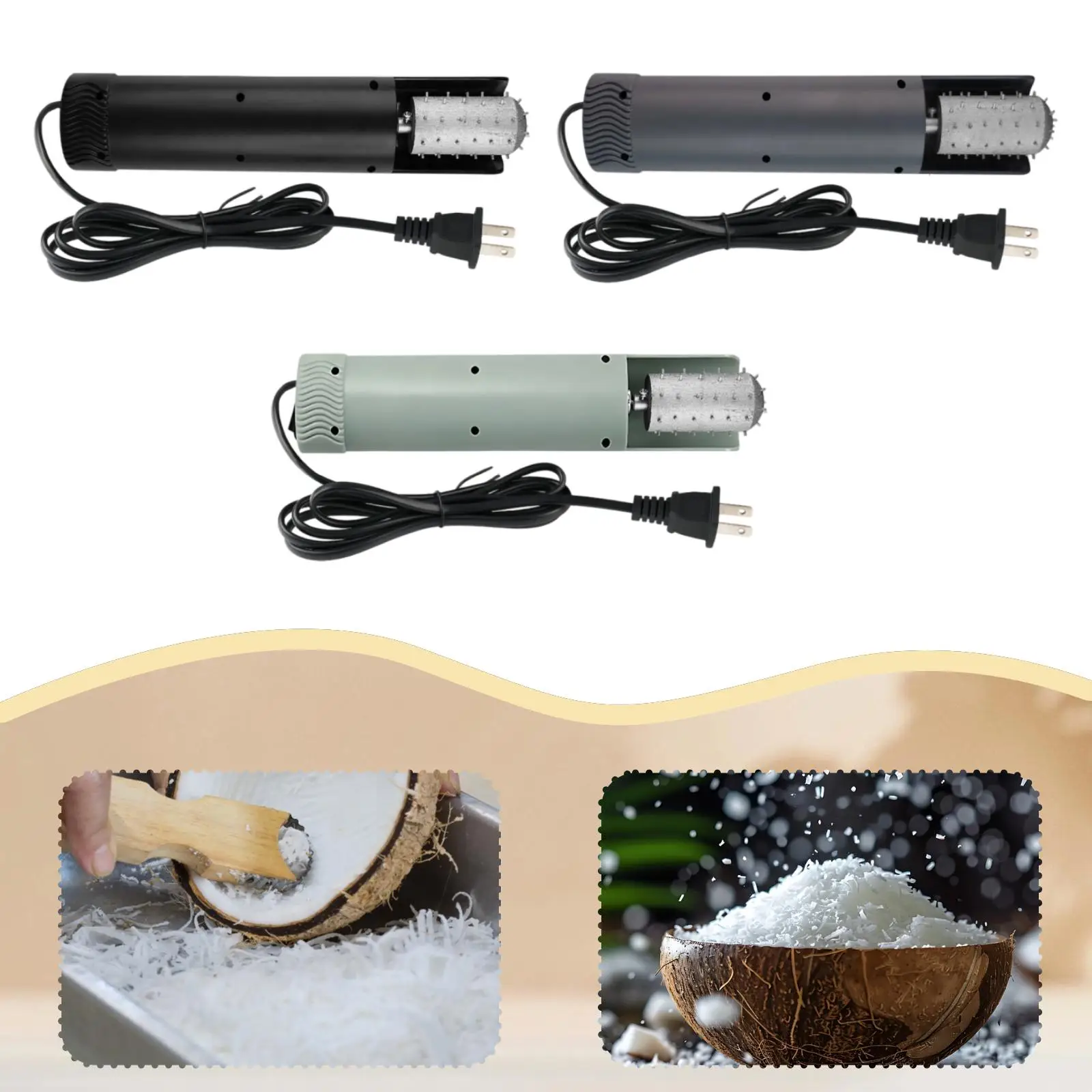 Handheld Electric Coconut Grater Portable Heavy Duty Kitchen Scraper Accessories for Home Commercial Food Prep