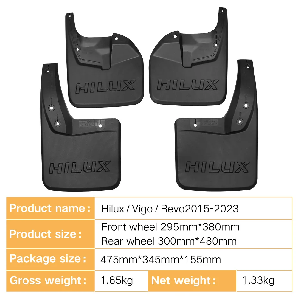 4Pcs Mud Flaps Splash Guards For Toyota Hilux Revo Vigo 2016-2021 Front Rear Fender Mudguards Car Styling Auto Accessories Parts