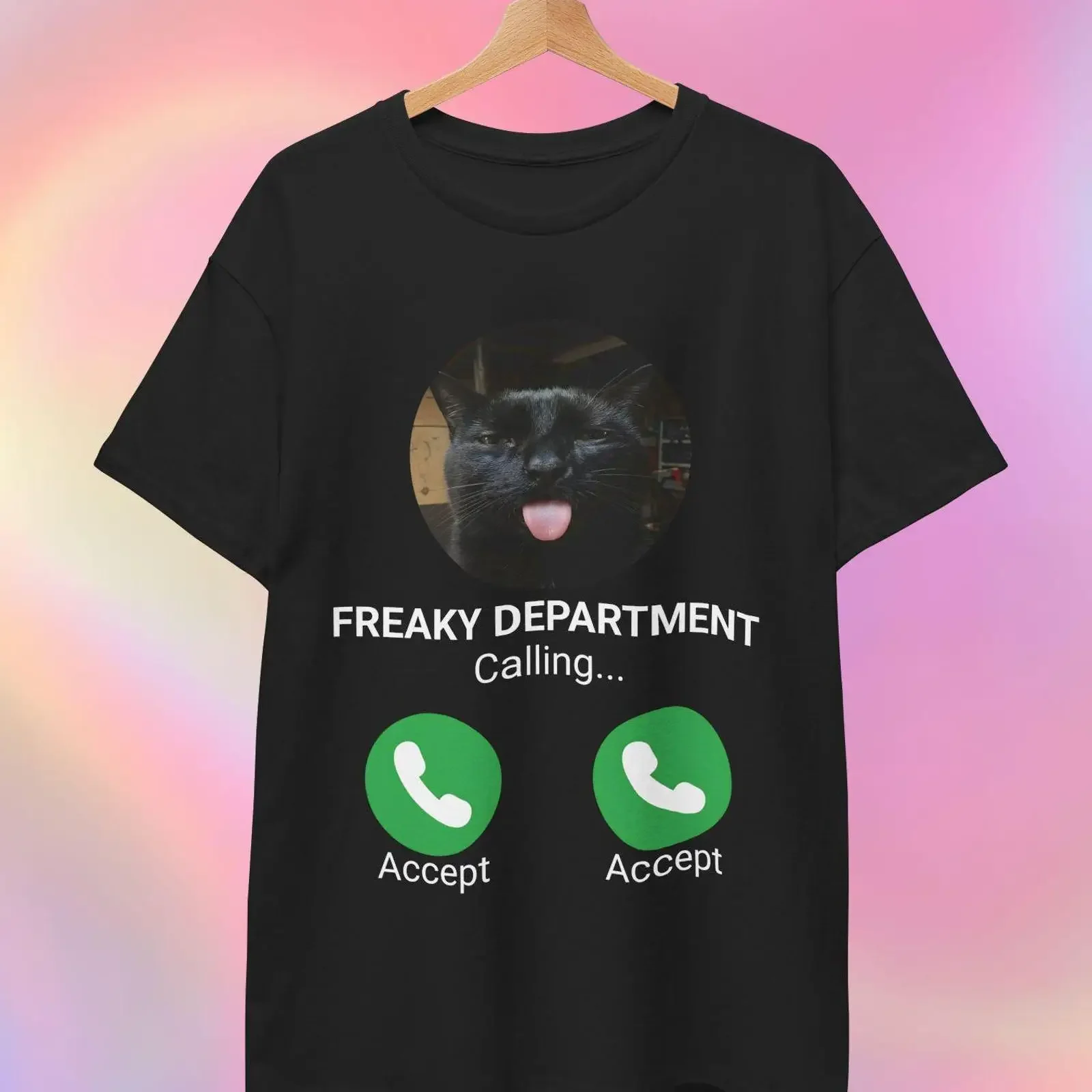Freaky Department T shirt Cat Meme vintage Washed Casual Slightly fashion Unisex Comfortable streetwear Breathable graphic