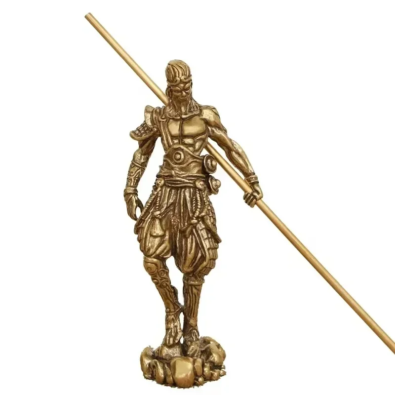 

1pc Antique Retro Brass SunWuKong Monkey King Figurines Retro Office Desktop Decoration Miniature Car Ornament Bronze Home Decor