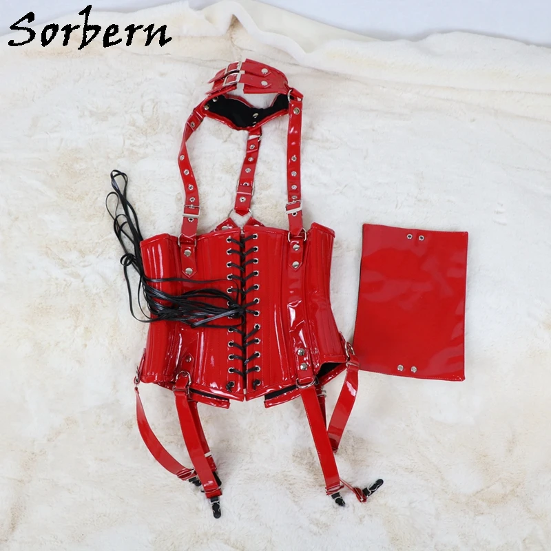 Sorbern-Espartilho Sexy com Pescoços, gótico, Espiral Desossada Espartilho, Burlesque Roupas Steampunk, Zipper Bustiers Costume