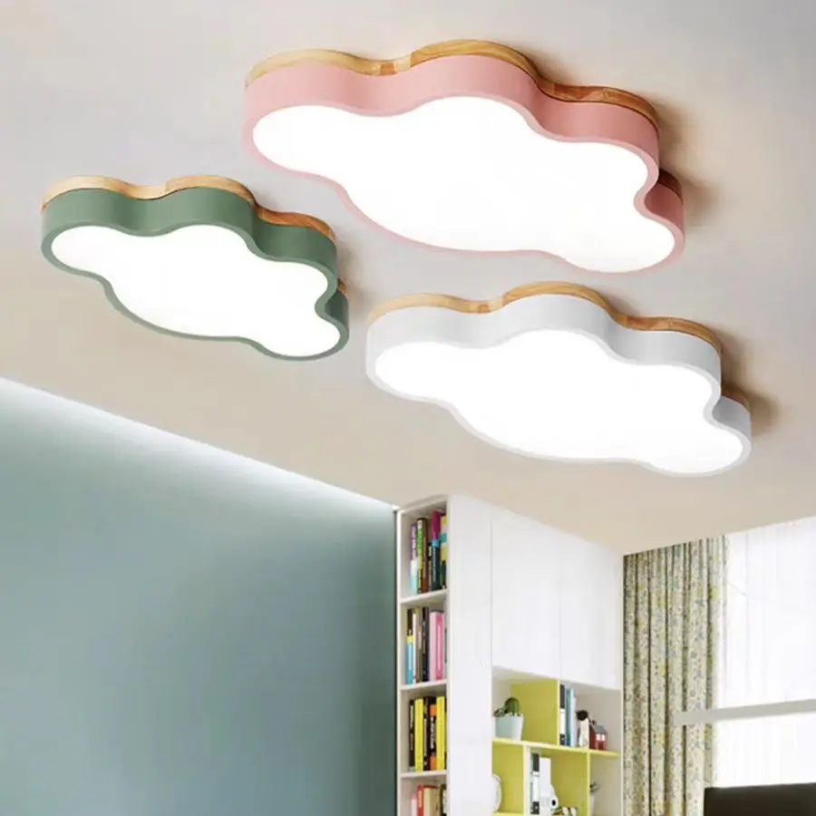 Creative Cloud Ceiling Light Minimalist Personality Natural Wood Color Led Lights for Bedroom Study Roomdecor Modern Lighting