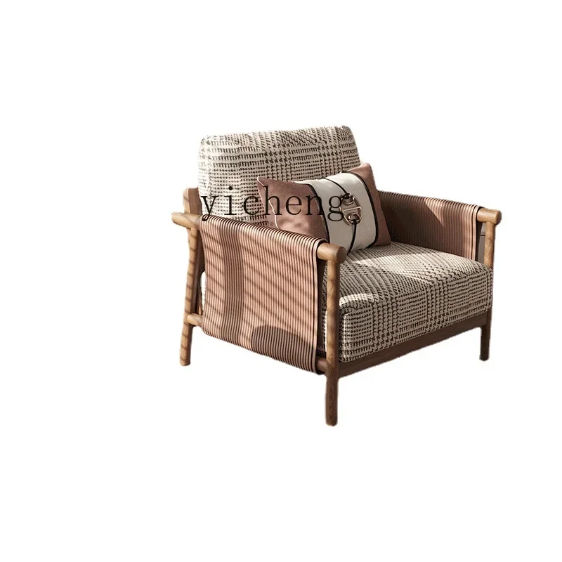 

Zf Silent Style Single Seater Solid Wood Home Genuine Leather Designer Model Leisure Chair