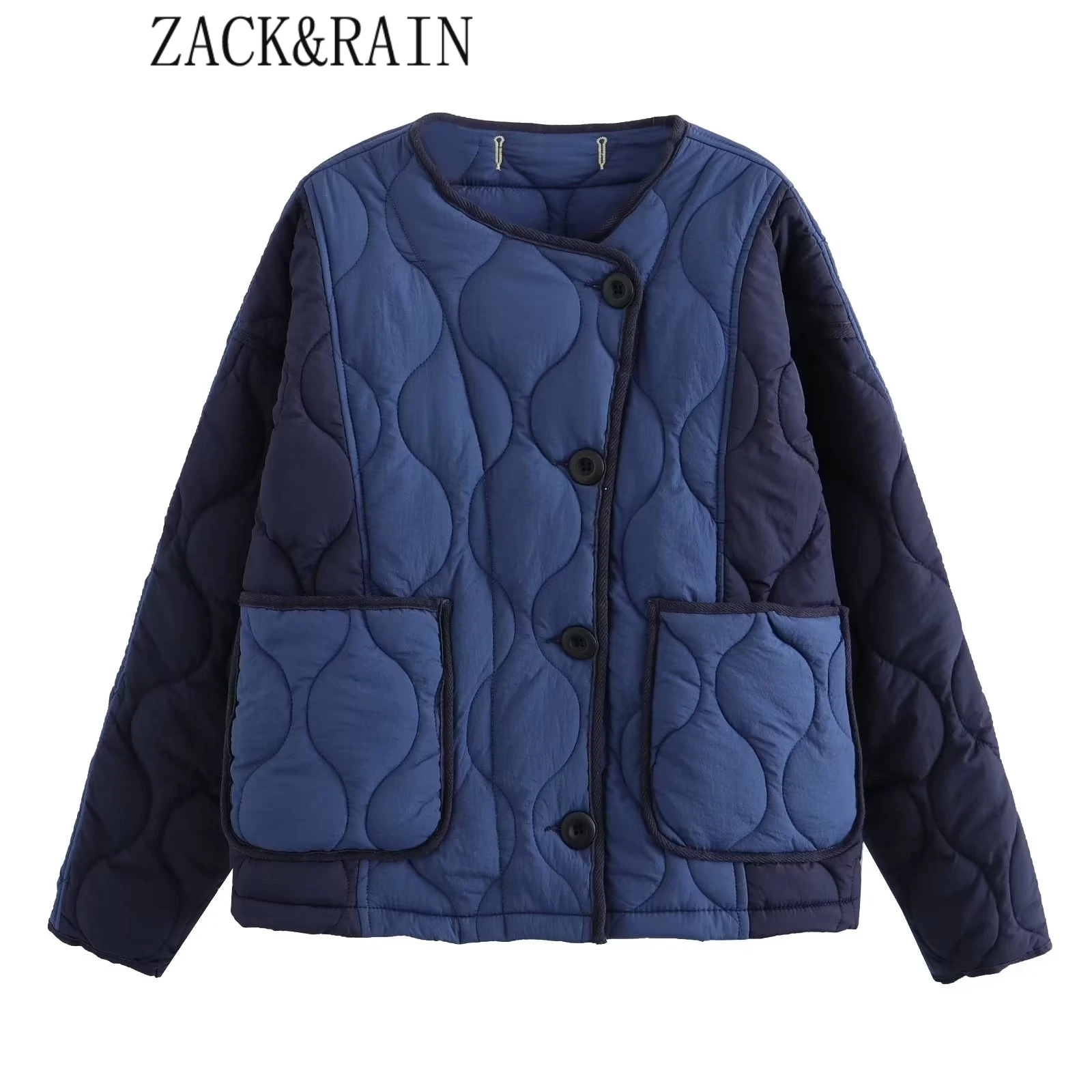 ZACK RAIN Women Jacket 2023 Autumn Fashion Ladies Casual Two-color Optional Contrast Color Stitched Cotton Jacket For Female