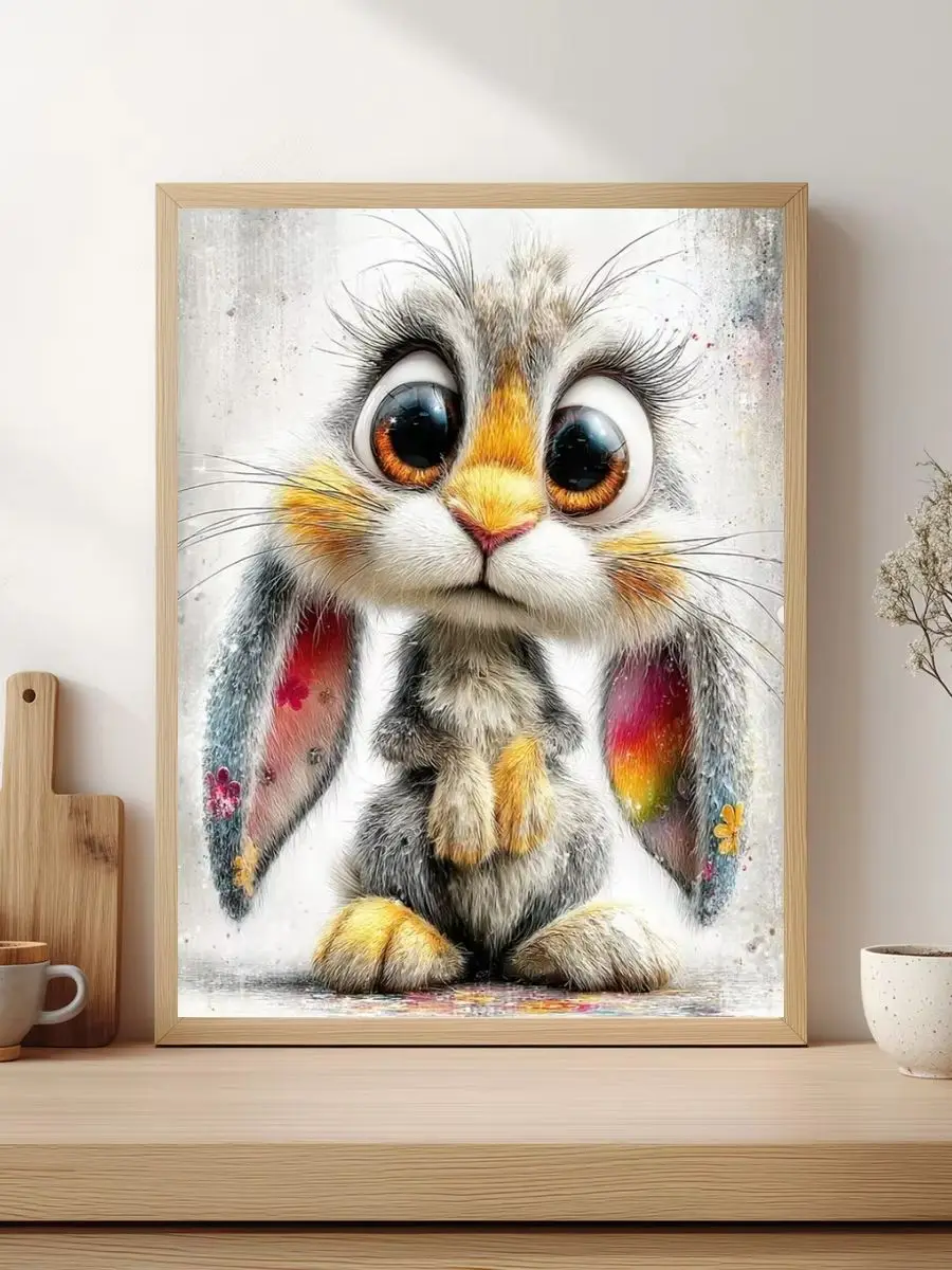 1 Stück 30x40cm/11,8x15,7 Zoll, 11Ct/14Ct Kreuzstich-Set, DIY Valentinstagsgeschenk, Stickerei-Set für Festlichkeiten, Großäugiger Hase – Detail 1