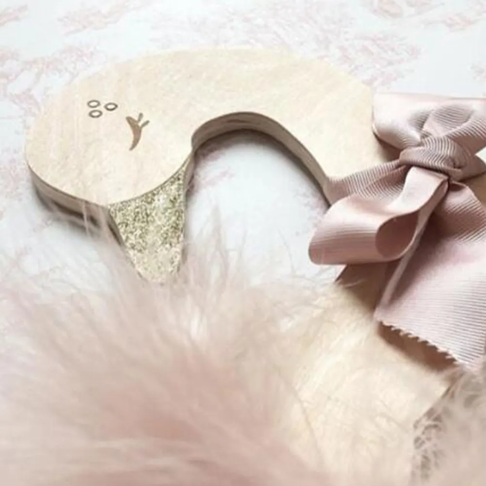 2Pcs Premium Wood Swan Bowknot Clothes Hangers Handmade for Children's Clothing Store Wrinkle Resistant Space Saving Cute Design