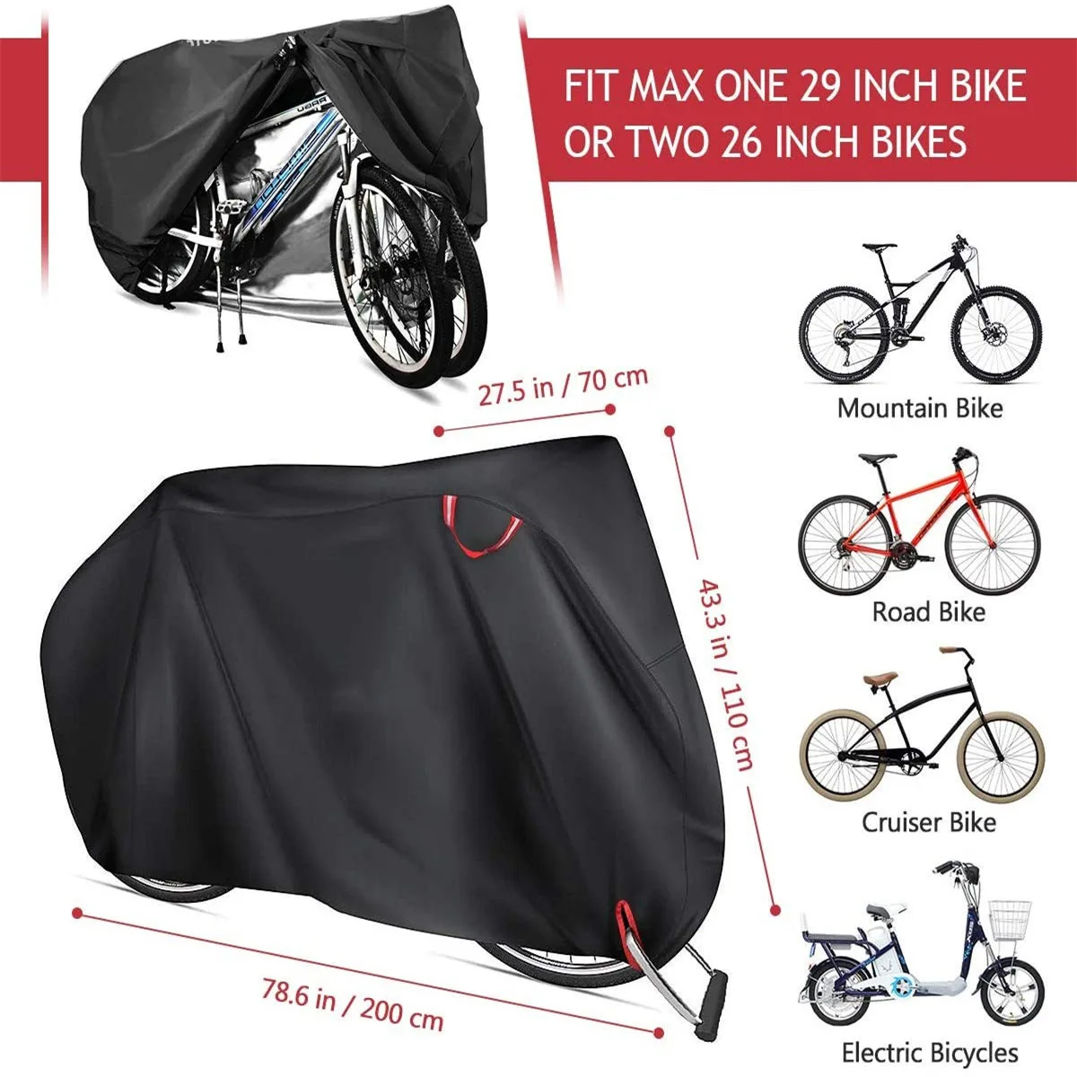 Bicycle Cover Bike Rain Cover 210D Oxford 110x200cm Dust Cover Sun Protection Sunshade MTB Mountain Bike Motorcycle All Seasons