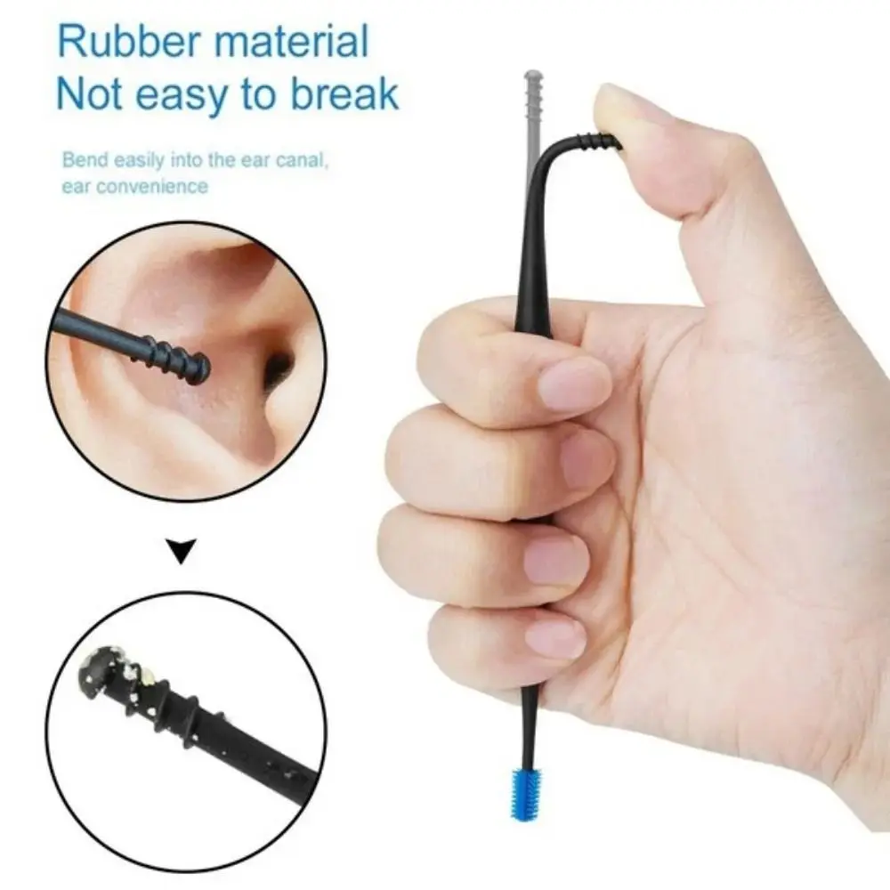 

360° Rotary Soft Silicone Earpick Double-ended Ear Picking Spiral Ear Cleaner Massage Ear Clean Ear Wax Clean Tool Ｈygiene