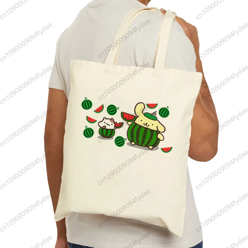 

Pom Pom Purin Canvas Simple Cartoon Printed Shopping Bags Girls Fashion Life Casual Pacakge Hand Bag Tote