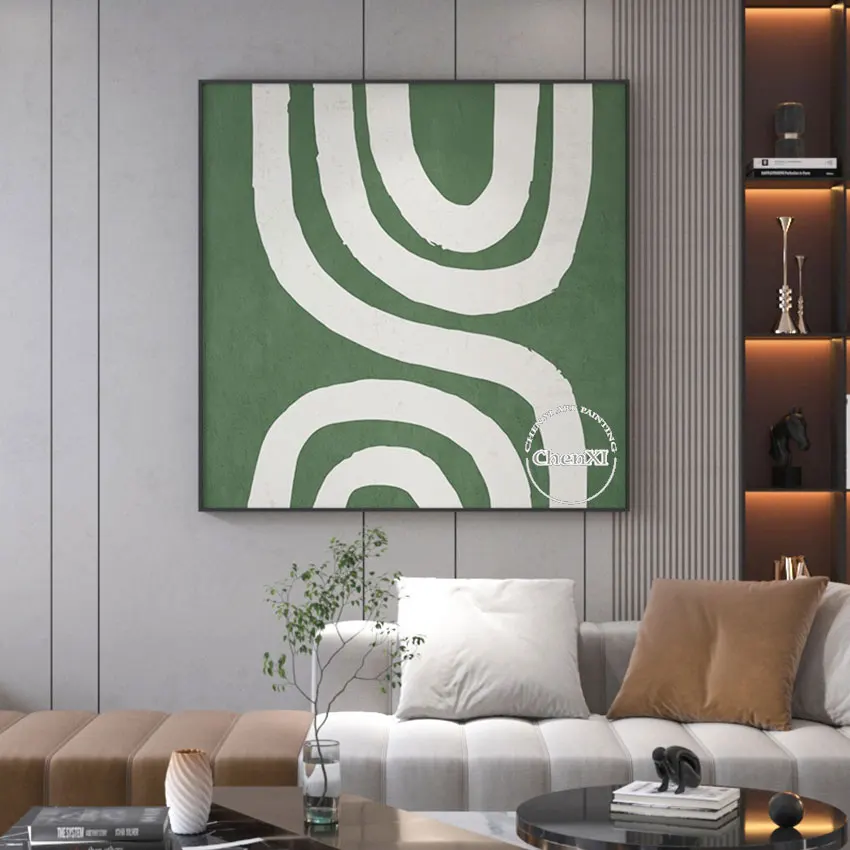 

Handmade Green New Design Oil Painting Canvas Picture Abstract Wall Picture Art Gallery Murals Showpieces Crafts Artwork