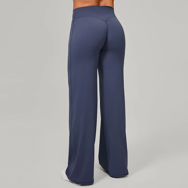 High Waist Straight Leg Yoga Pants Sport Women Fitness Stretchy Wide Leg Pants Loose Fit Booty Workout Gym Flared Leggings