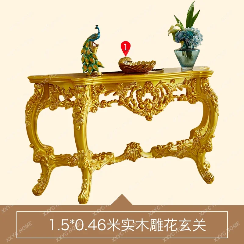 European solid wood entrance American luxury wall decoration table shelf gold