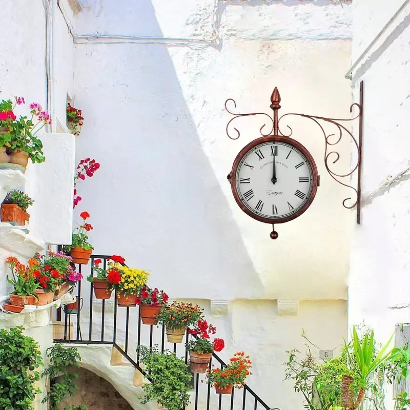 European Retro Creative Wrought Iron Wall Clock for Living Room Home Decor Artistic Design Customizable Manufacturer Direct