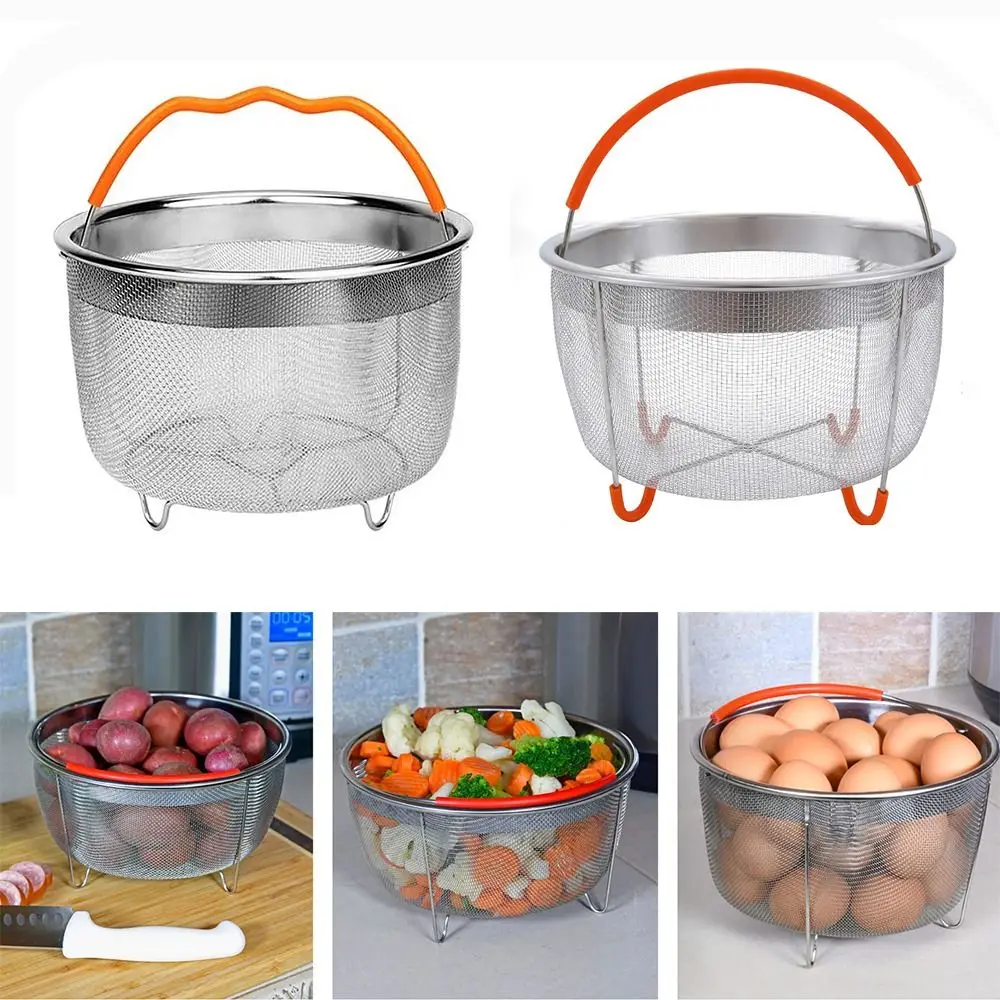 304 Steaming Grid Food Steamer Basket Silicone Handle Cooking Utensils Steaming Grid Pressure Cooker for Instapot 6 Qt