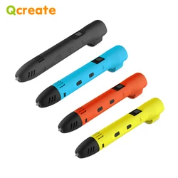 QCREATE 3D Printing Pen 1.75mm PLA ABS Filament LCD Display 8 Speeds 60 To 245 Degree Celsius Temperature Adjustable