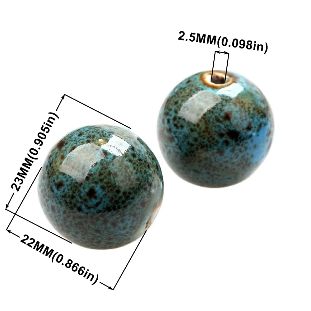 4Pcs/Lot 23MM Ceramic Loose Bead Vintage Spotted Pattern Large Round Shape DIY Bracelet Necklace Earrings Jewelry Making