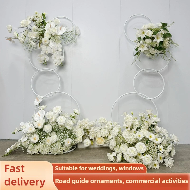 

Wedding props iron flower stand background ring road wedding decoration floral ornaments square circle ceiling