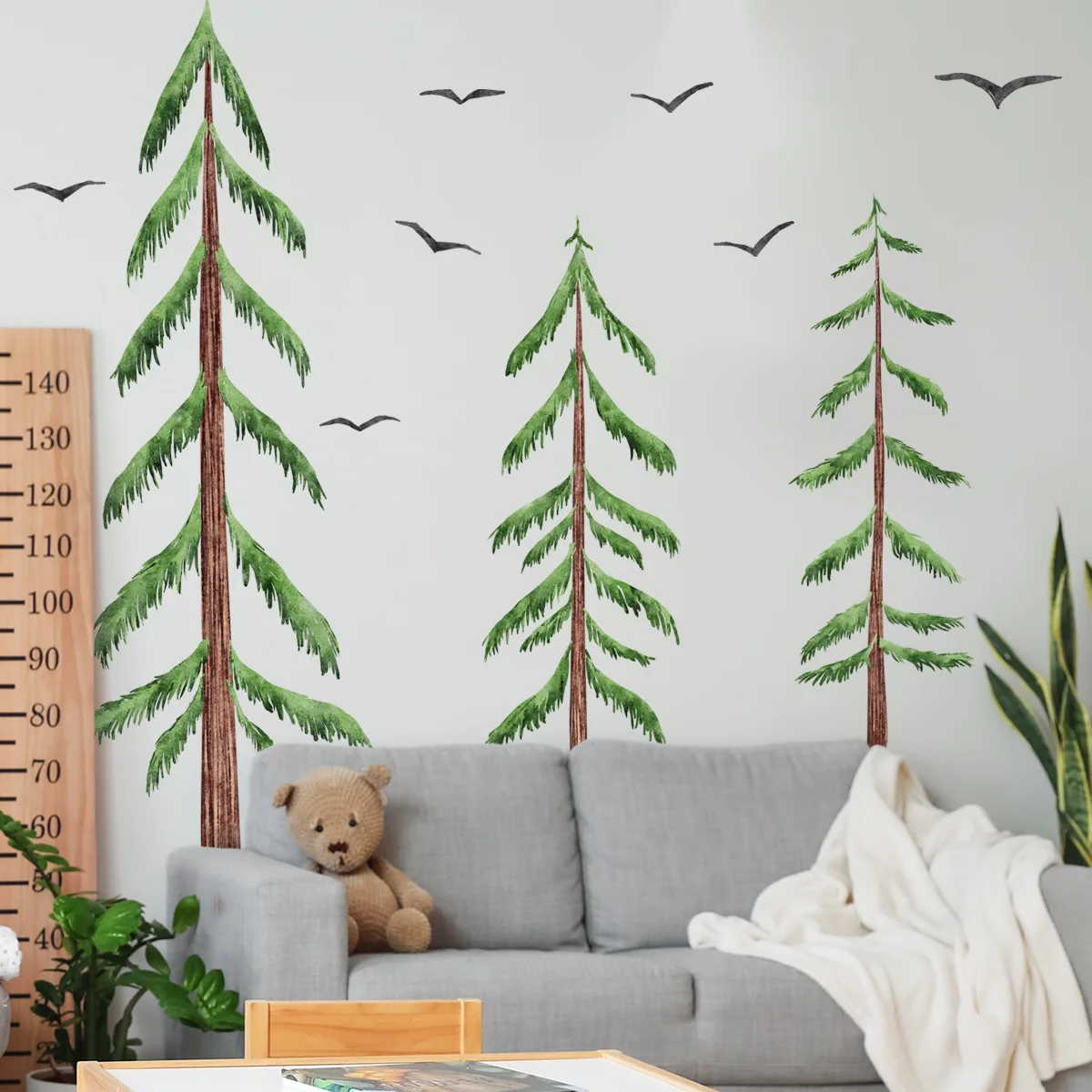 Forest Tree & Bird Flock Wall Decals- Woodland Nature Stickers for Home & Shop Decor