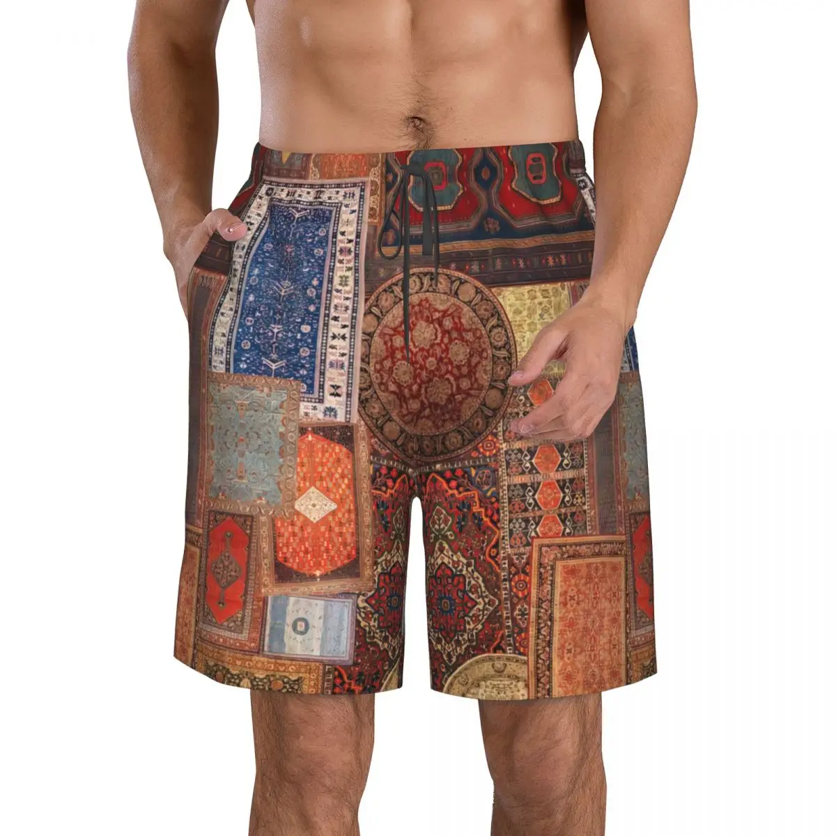 Antique Rugs Art Print Men's Beach Shorts Fitness Quick-drying Swimsuit Funny Street Fun 3D Shorts