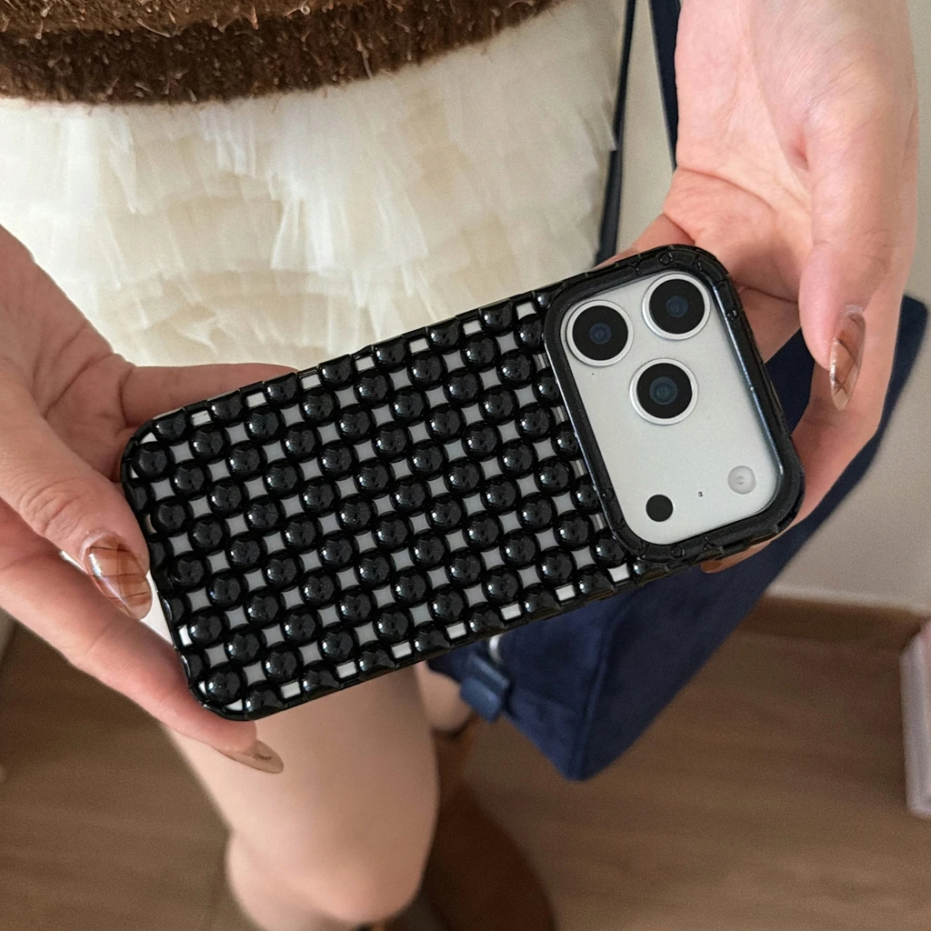 Kreative, fortschrittliche, stereoskopische, ausgehöhlte, runde Perlen, stoßfeste Handyhülle für iPhone 17, 16, 15, 14, 13, Pro Max – Detail 12