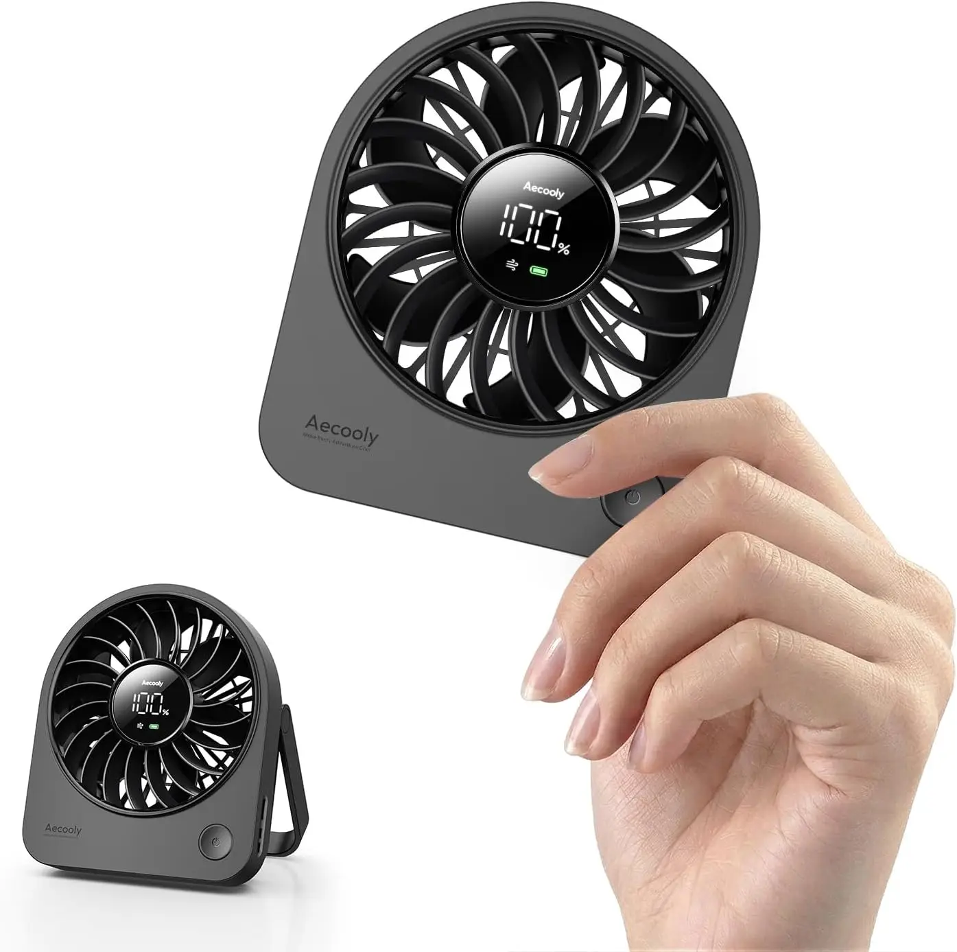 

Mini Portable USB Desk Fan, Small Enough to Hold Mighty Desktop Fan, USB & Battery Powered Quiet Table Fans, 4 Speeds