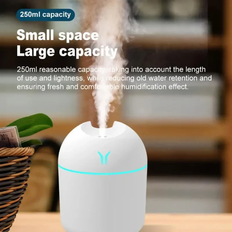 Lenovo Portable Air Humidifier 250ML Essential Oil Diffuser 2 Mode Auto Off with LED Light for Home Car Mist Maker Face Steamer