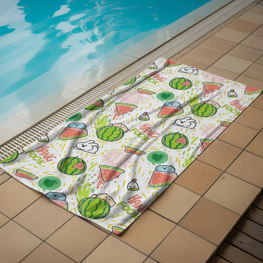 Cute Watermelon Animal Cartoon Anime Beach Towel Microfiber Quick Dry Super Absorbent Soft Bath Towel for Kids Adults Travel